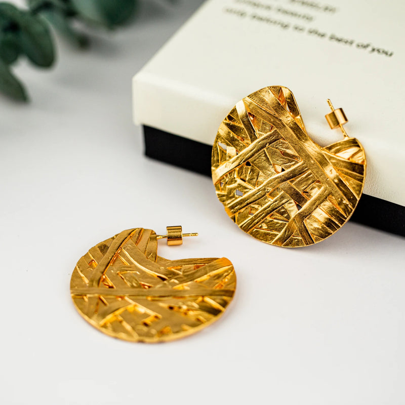 YAJUNIEL Luxury 24K Gold Plated Earrings Abstract Design Drop Earrings Statement Earrings for Women Daily Wear Jewelry Gifts