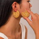 YAJUNIEL Luxury 24K Gold Plated Earrings Abstract Design Drop Earrings Statement Earrings for Women Daily Wear Jewelry Gifts