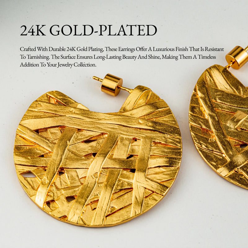 YAJUNIEL Luxury 24K Gold Plated Earrings Abstract Design Drop Earrings Statement Earrings for Women Daily Wear Jewelry Gifts