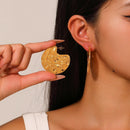 YAJUNIEL Luxury 24K Gold Plated Earrings Abstract Design Drop Earrings Statement Earrings for Women Daily Wear Jewelry Gifts