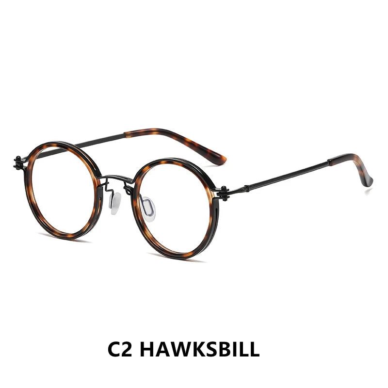 Fashion Men Computer Punk Grey Black Alloy Retro Circle Lunett Photogray Anti Blue Light 2024 Transition Glasses Photochromic