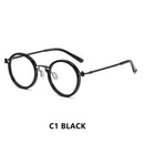 Fashion Men Computer Punk Grey Black Alloy Retro Circle Lunett Photogray Anti Blue Light 2024 Transition Glasses Photochromic
