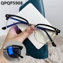 Fashion Men Computer Punk Grey Black Alloy Retro Circle Lunett Photogray Anti Blue Light 2024 Transition Glasses Photochromic