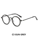 Fashion Men Computer Punk Grey Black Alloy Retro Circle Lunett Photogray Anti Blue Light 2024 Transition Glasses Photochromic