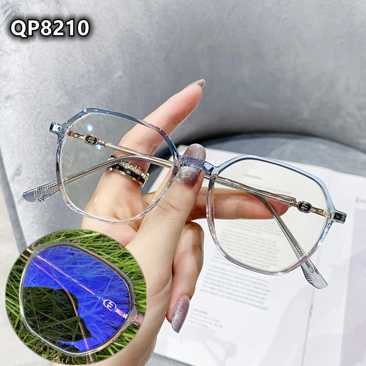 Fashion Men Computer Punk Grey Black Alloy Retro Circle Lunett Photogray Anti Blue Light 2024 Transition Glasses Photochromic