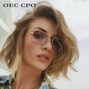 OEC CPO Vintage Square Sunglasses Women Men Brand Deasigner Metal Eyewear Men Brown Grey Sexy Oculos UV400  O138