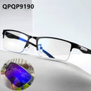 Fashion Men Computer Punk Grey Black Alloy Retro Circle Lunett Photogray Anti Blue Light 2024 Transition Glasses Photochromic