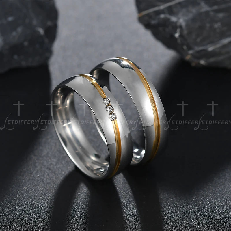 Letdiffery Romantic Wedding Rings For Lover Stainless Steel Wedding Bands Couple Rings Bague Femme Anillos Mujer Aneis