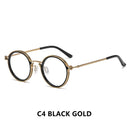 Fashion Men Computer Punk Grey Black Alloy Retro Circle Lunett Photogray Anti Blue Light 2024 Transition Glasses Photochromic