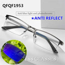 Fashion Men Computer Punk Grey Black Alloy Retro Circle Lunett Photogray Anti Blue Light 2024 Transition Glasses Photochromic