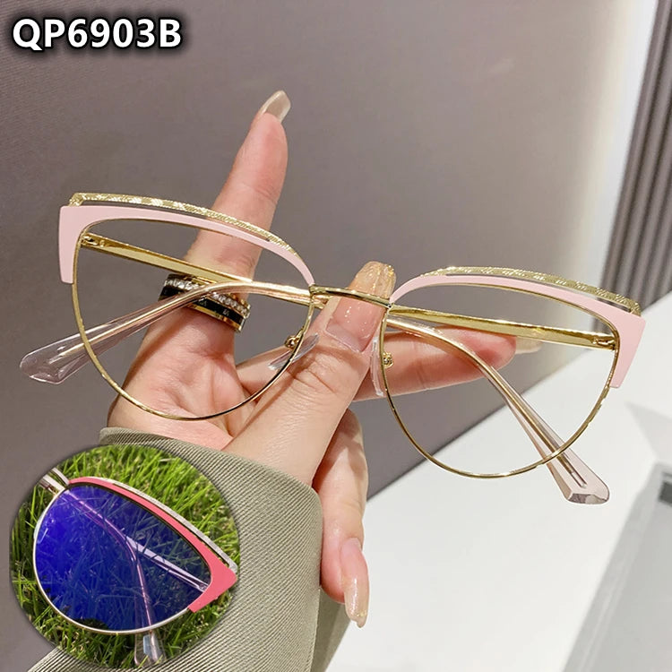Fashion Men Computer Punk Grey Black Alloy Retro Circle Lunett Photogray Anti Blue Light 2024 Transition Glasses Photochromic
