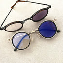 Fashion Men Computer Punk Grey Black Alloy Retro Circle Lunett Photogray Anti Blue Light 2024 Transition Glasses Photochromic