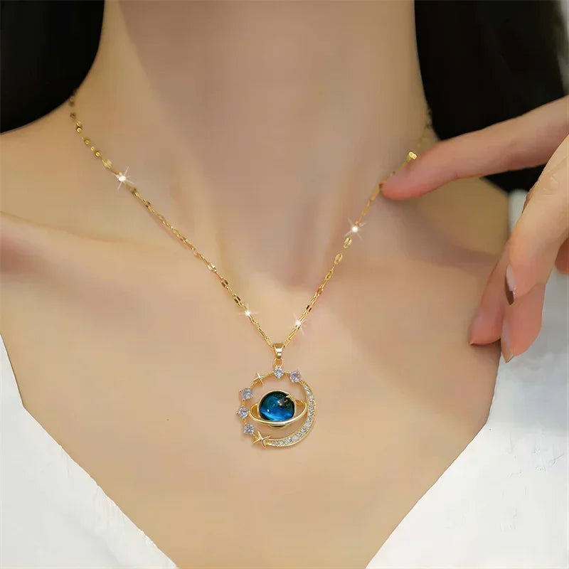 Collares Para Mujer Delicate and Beautiful Starry Pendant Necklace With Micro-Inlaid Zirconium Luxury Pendants Кулон