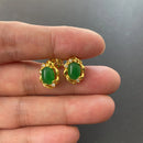 24k Gold Plated Jade Earrings For Women, Engagement, Jewelry Gifts