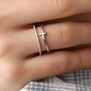 Fashion Double Cross Crystal Ring Jewelry 2025 Trending New Accessories Finger Rings For Women Anel Bague Anillos Aneis Anelli