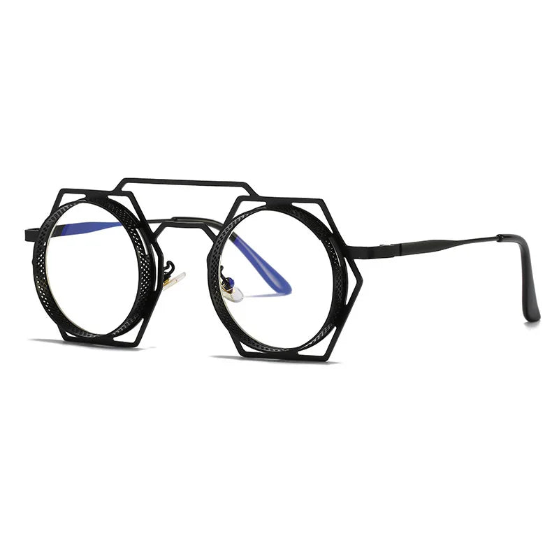 OEC CPO Steampunk Round Sunglasses Women Men 2023 Metal Mesh Personality Sun Glasses Female Eyewear Goggle UV400 Shades Oculos