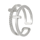 Fashion Double Cross Crystal Ring Jewelry 2025 Trending New Accessories Finger Rings For Women Anel Bague Anillos Aneis Anelli