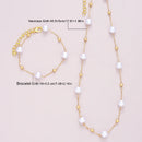 2 Pcs Exquisite Gold Color Bohemian Jewelry Set for Women Fashion Pearl Cross Pendant Necklace Bracelet Set Casual Jewelry Gifts