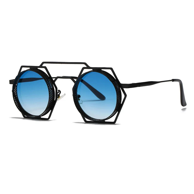 OEC CPO Steampunk Round Sunglasses Women Men 2023 Metal Mesh Personality Sun Glasses Female Eyewear Goggle UV400 Shades Oculos