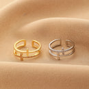 Fashion Double Cross Crystal Ring Jewelry 2025 Trending New Accessories Finger Rings For Women Anel Bague Anillos Aneis Anelli