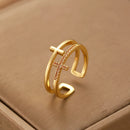Fashion Double Cross Crystal Ring Jewelry 2025 Trending New Accessories Finger Rings For Women Anel Bague Anillos Aneis Anelli