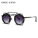 OEC CPO Steampunk Round Sunglasses Women Men 2023 Metal Mesh Personality Sun Glasses Female Eyewear Goggle UV400 Shades Oculos