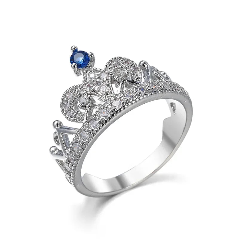Exquisite Female Rings 925 Sterling Silver Princess Crown Shaped Zircon Rings for Women Ladies'Gifts Aneis De Ouro Jewelry