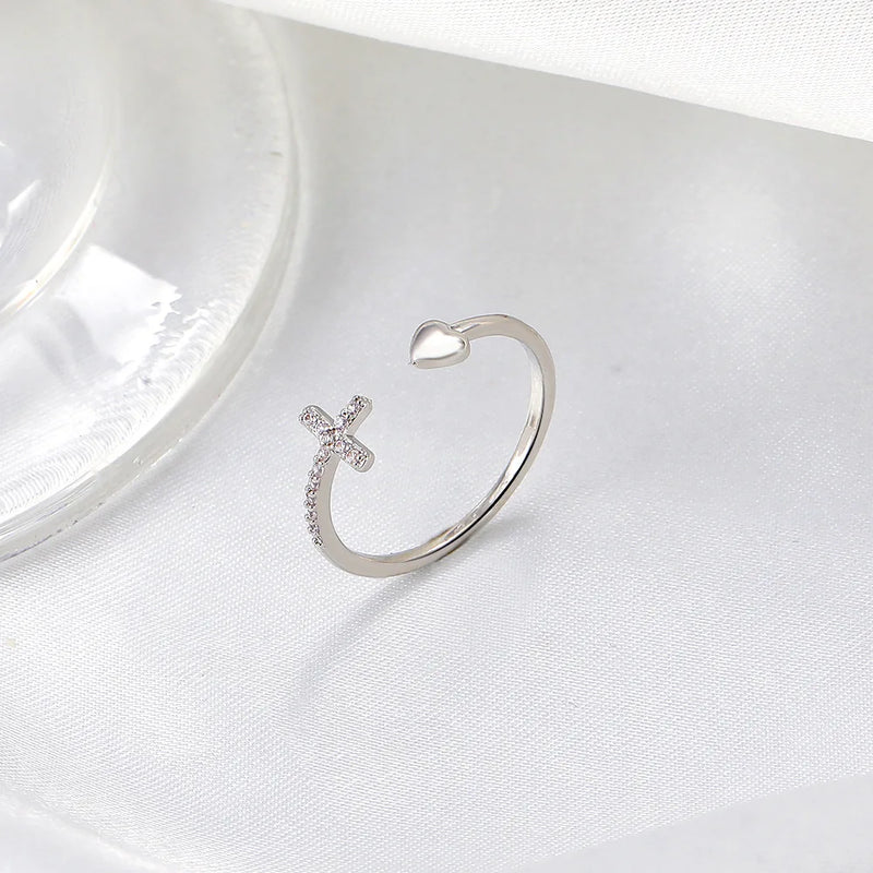 Fashion Double Cross Crystal Ring Jewelry 2025 Trending New Accessories Finger Rings For Women Anel Bague Anillos Aneis Anelli