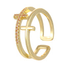 Fashion Double Cross Crystal Ring Jewelry 2025 Trending New Accessories Finger Rings For Women Anel Bague Anillos Aneis Anelli
