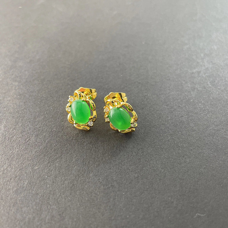 24k Gold Plated Jade Earrings For Women, Engagement, Jewelry Gifts